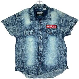 AHP Another Hype Piece Warrior Band 92 World Tour Shirt Distressed Button Up XL